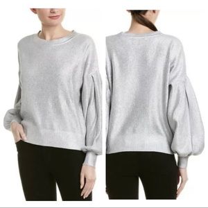 BCBGMaxazria Womens Silver Holographic Sweater XS